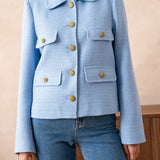 Straight-cut knit jacket with lapels