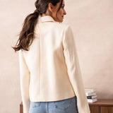 Straight-cut knit jacket with lapels