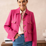 Straight-cut knit jacket with lapels