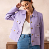 Straight-cut knit jacket with lapels