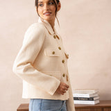 Straight-cut knit jacket with lapels