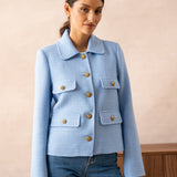 Straight-cut knit jacket with lapels