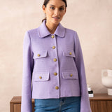 Straight-cut knit jacket with lapels