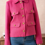 Straight-cut knit jacket with lapels