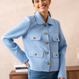 Straight-cut knit jacket with lapels