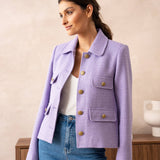 Straight-cut knit jacket with lapels