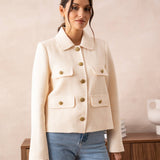 Straight-cut knit jacket with lapels