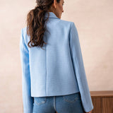 Straight-cut knit jacket with lapels