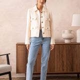 Straight-cut knit jacket with lapels