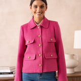 Straight-cut knit jacket with lapels