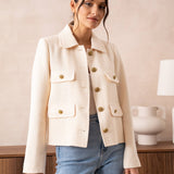 Straight-cut knit jacket with lapels