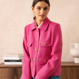 Straight-cut knit jacket with lapels